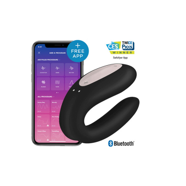 Stimulateur noir connecté Double Joy Satisfyer 